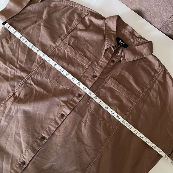 OAT New York Women's Oversized Boxy Top Button-Up Shirt XL Brown Short Sleeve - Picture 9 of 10